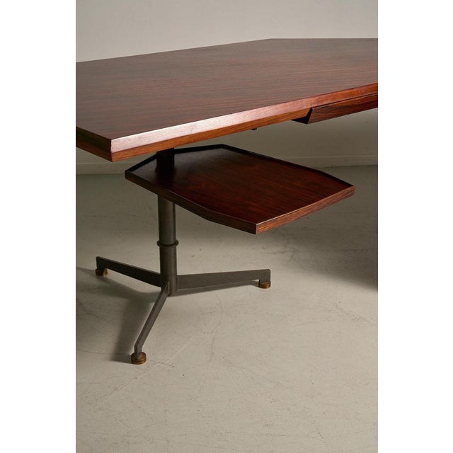 Metal Wood Boomerang Executive Desk by Osvaldo Borsani for Tecno, 1960s For Sale - Image 7 of 12