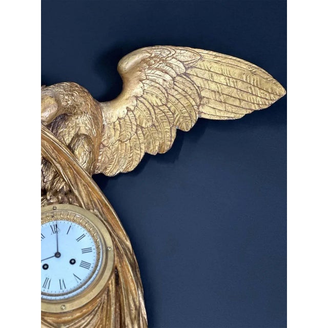 19th Century Austrian Empire Gilt-Wood Wall Clock For Sale - Image 4 of 7