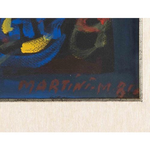 Untitled is a contemporary artwork realized by Mario Martini in 1981. Mixed colored oil painting on canvas. Hand signed...