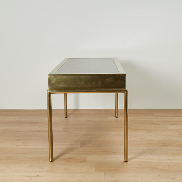 Mid Century Mastercraft Leather Top Brass Desk For Sale - Image 11 of 15