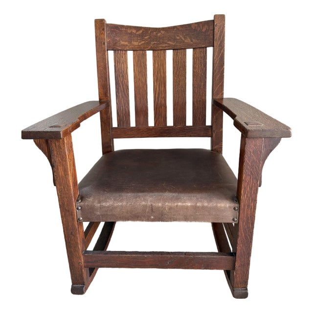 1910s G. Stickley v-Back Rocking Chair For Sale