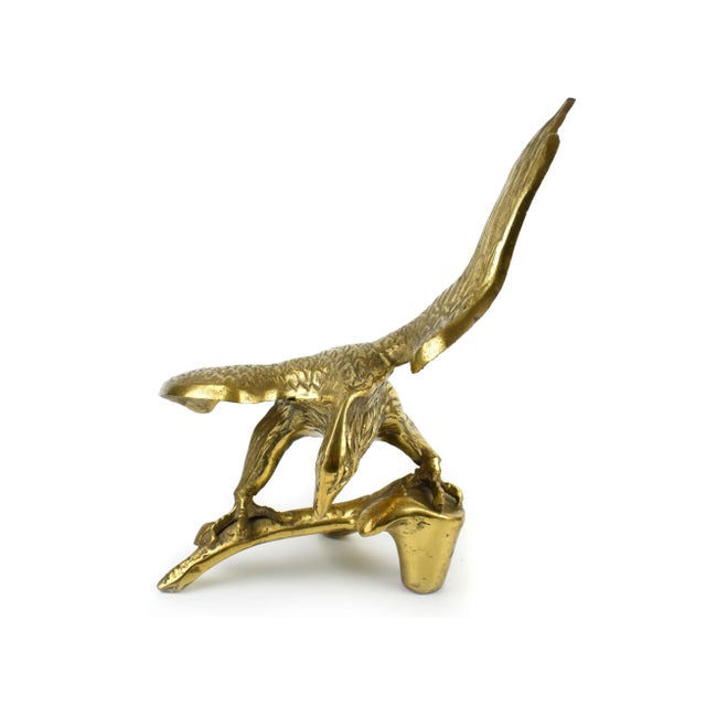 Mid 20th Century Solid Gold Brass Sitting Eagle Figurine Model For Sale - Image 4 of 8