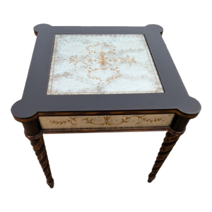 Vintage Églomisé Accent Table with Mirrored Top and Spiral Legs Attributed to Lillian August for Drexel Heritage