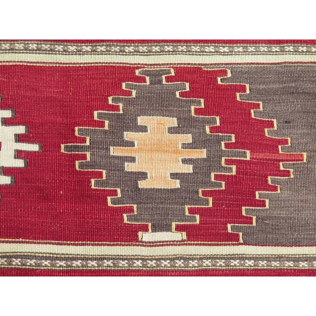 Brick Red 1960s Vintage Turkish Handknotted Kilim Runner - 28"x137" For Sale - Image 8 of 12