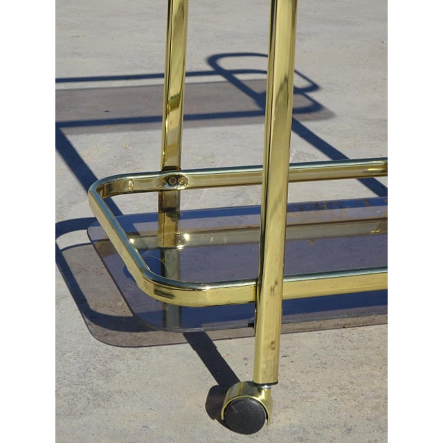 Rolling Serving Cart in Gilded Metal and Glass, 1980s For Sale - Image 16 of 18