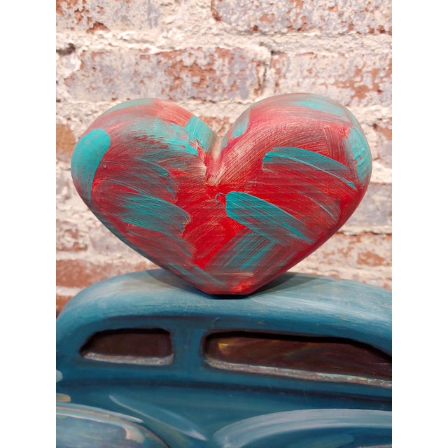 Frank Romero -Blue Chevy Car of Love -Oil Painted Sculpture For Sale In Los Angeles - Image 6 of 12