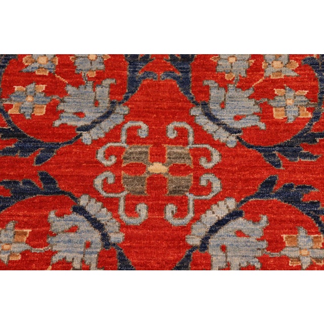 Traditional 1990s Classic Ziegler Rust Blue Hand-Knotted Wool Rug - 9'10'' X 13'7'' For Sale - Image 3 of 8