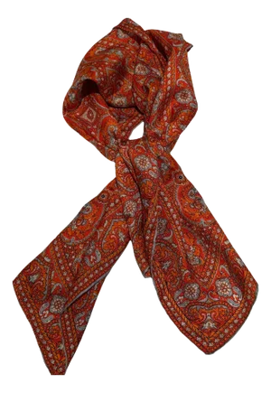 Vintage Paisley Silk Oblong Scarf in Orange colors