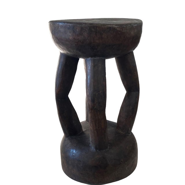 African Vintage Carved Wood Milk Stool Hehe Gogo People Tanzania 13.75" H For Sale - Image 4 of 7