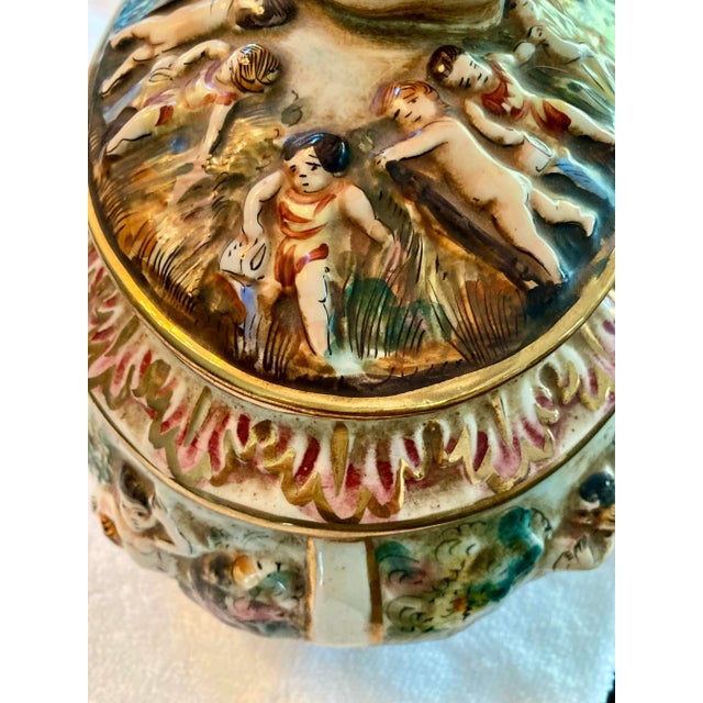Metal Capodimonte Oval Centerpiece Serving Ware With Fitted Lid Signed For Sale - Image 7 of 12