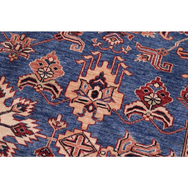 1990s Rustic Super Kazak Lt. Blue/Ivory Wool Rug - 6'1'' X 9'6'' For Sale - Image 5 of 10