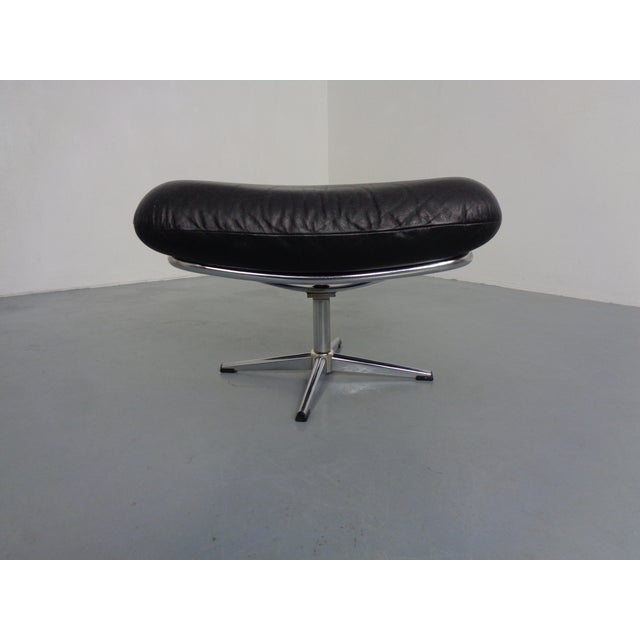 Black Leather Ottoman, Germany, 1960s For Sale - Image 10 of 10