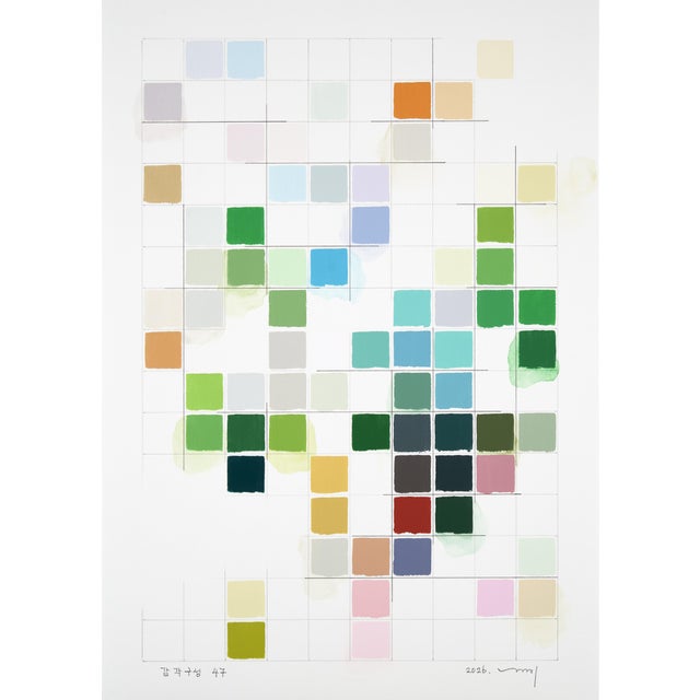 Kyong Lee Contemporary Abstract Pencil and Acrylic on Fabriano-Pittura Paper "Sinnliche Komposition 47" by Kyong Lee For Sale - Image 4 of 4