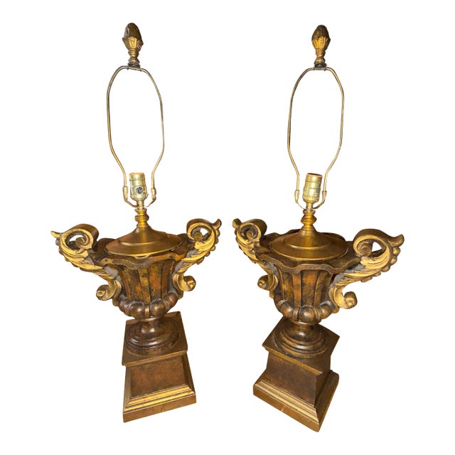 Mid 20th Century NeoClassical Trophy Urn Table Lamps - a Pair For Sale