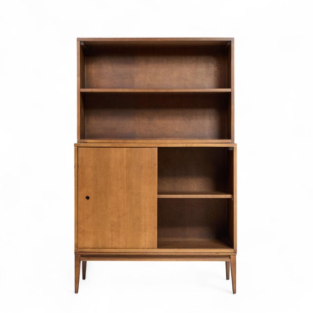 Wood Paul McCobb for Planner Group Mid Century Sliding Door Cabinet With Hutch For Sale - Image 7 of 11