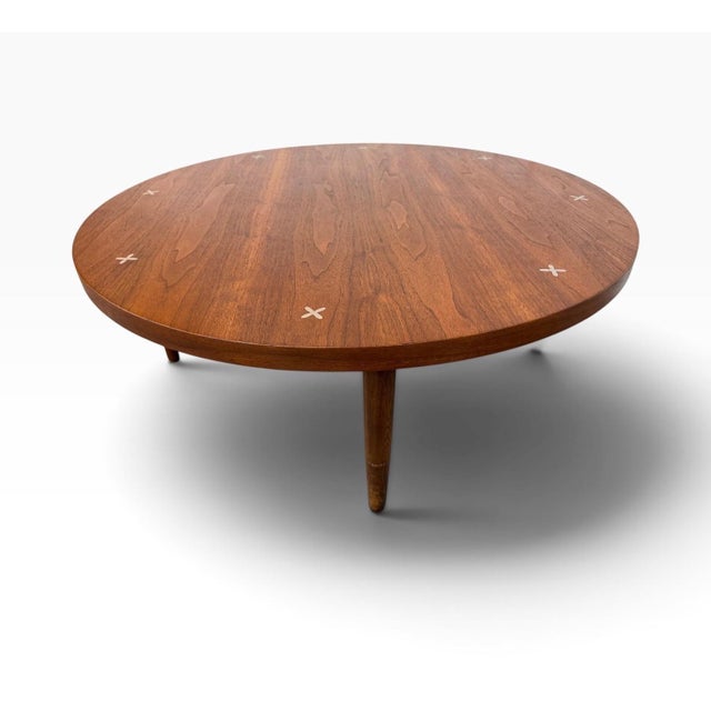Mid-Century Modern Mid-Century Modern American of Martinsville "Accord" Round Walnut Coffee Table For Sale - Image 3 of 5