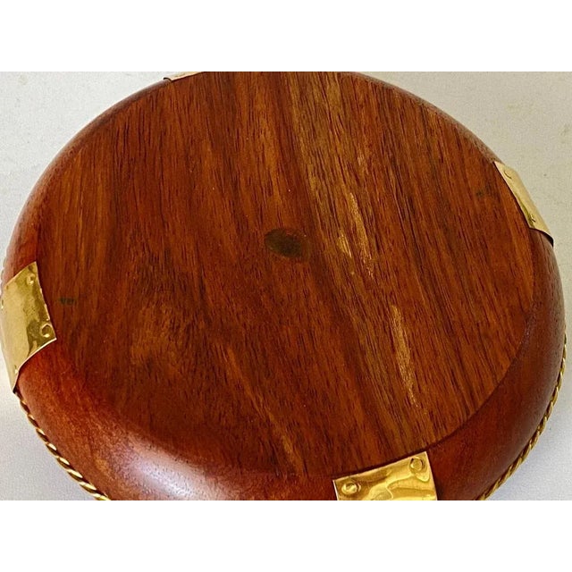 Wood and Brass Ashtray in Brown and Gold, France, 1970 For Sale - Image 6 of 10