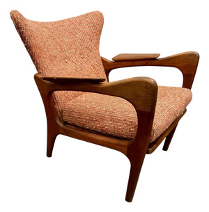 Adrian Pearsall Attributed Mid-Century Modern Sculptural Walnut Wing Back Lounge Chair