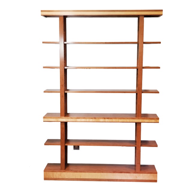 Cherry Bookcase With Curly Maple Accent - 54" For Sale
