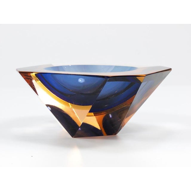 Sommerso Caviar Murano Glass Diamond Bowl by Flavio Poli attributed to Seguso, Italy, 1960s For Sale - Image 16 of 18