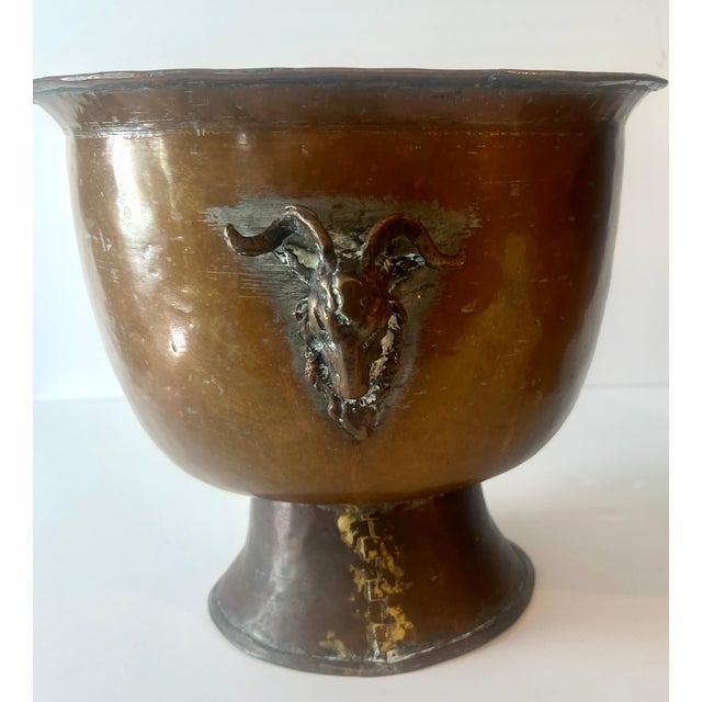 Metal Pair of Copper and Mixed Metal late 19th Century Jardinieres with Ram Handles For Sale - Image 7 of 11