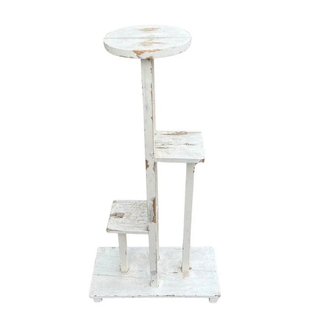 Farmhouse Vintage Wooden Flower Stand For Sale - Image 3 of 8