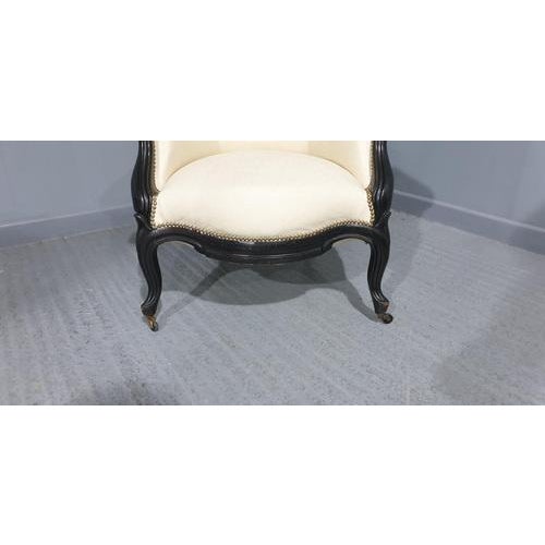 Victorian Ebonised Armchair, Mid 19th Century For Sale - Image 11 of 13