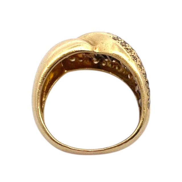 Yellow Late 20th Century Vintage 18k Gold Snake Style Yellow and White Diamond Ring, Size 8.5 For Sale - Image 8 of 9