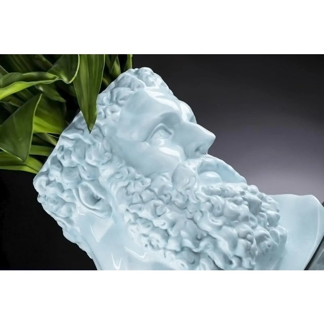 Italian Purist Blue Ceramic Hercules Bust by Marco Segantin for VGnewtrend, in New conditions. Designed from 2000