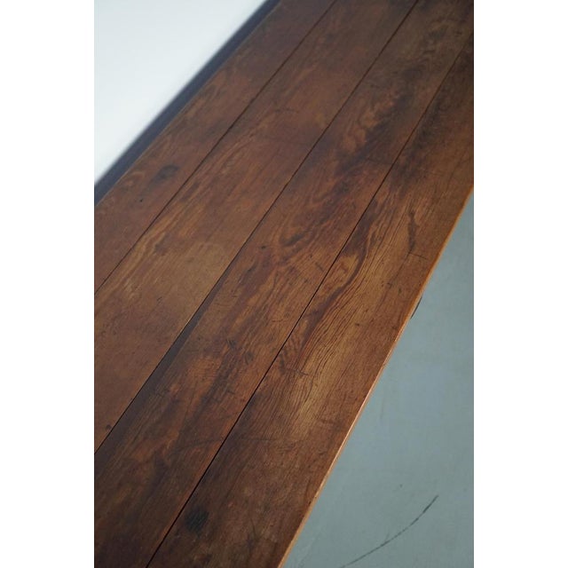 Vintage French Rustic Farmhouse Pitch Pine Desk, 1950s For Sale - Image 11 of 18