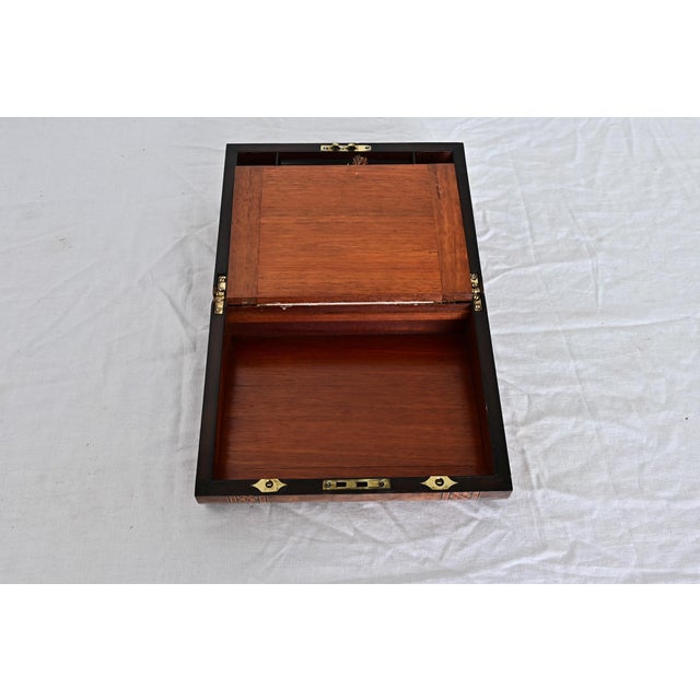 English 19th Century Burl Marquetry and Inlay Writing Box For Sale - Image 10 of 13