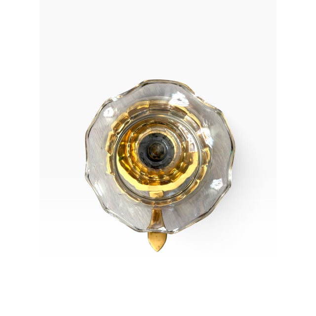 Late 20th Century Vintage Brass Chamberstick Candle Holder With Ruffled Glass Hurricane Shade For Sale - Image 5 of 5