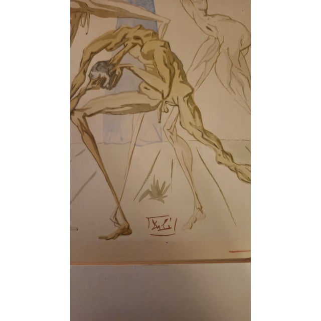Salvador Dalí 1960s Framed and Matted Salvador Dalí's Divine Comedy Woodcut For Sale - Image 4 of 5