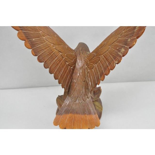 Vintage Black Forest 24" Hand Carved Wood Bald Eagle Figure Statue Sculpture For Sale - Image 16 of 18