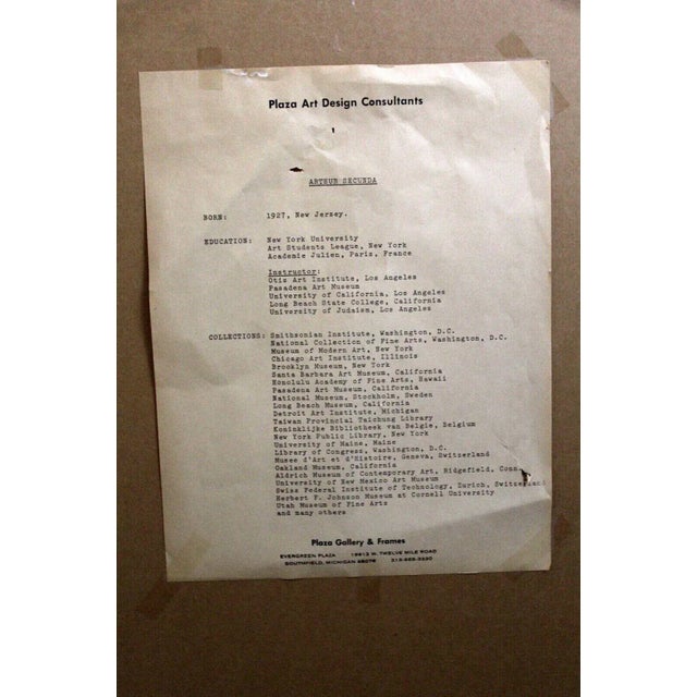 In this silkscreen by Arthur Secunda, the landscape artist has developed his own iconography in representing nature, the...