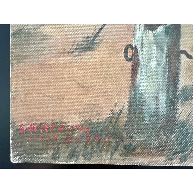 Blue The Red Boat House, Fishing Boats, New England Harbor Painting, Unframed by Reams For Sale - Image 8 of 9