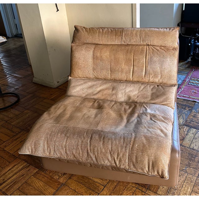 Vintage, stylish, goatskin, 70's, sectional lounge chair