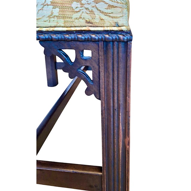 Vintage Chinese Chippendale-Style Upholstered Bench For Sale - Image 9 of 9