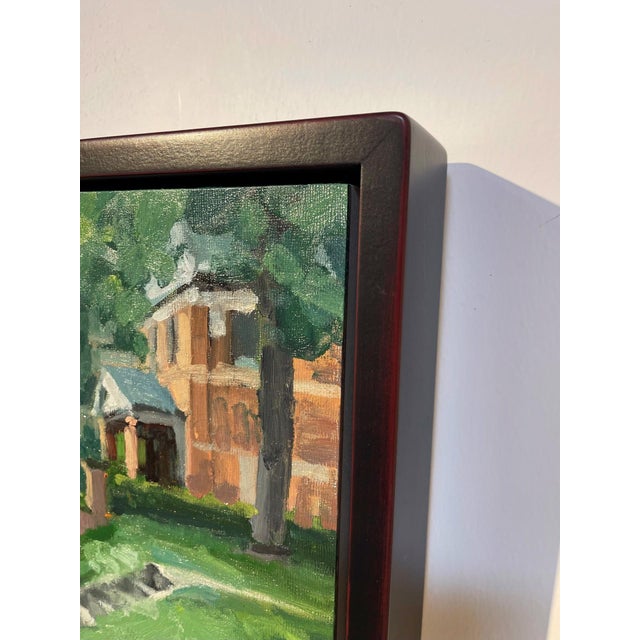Impressionist Denver Neighborhood by Jim Beckner | Oil on canvas board Street view of a residential neighborhood. For Sale - Image 3 of 3