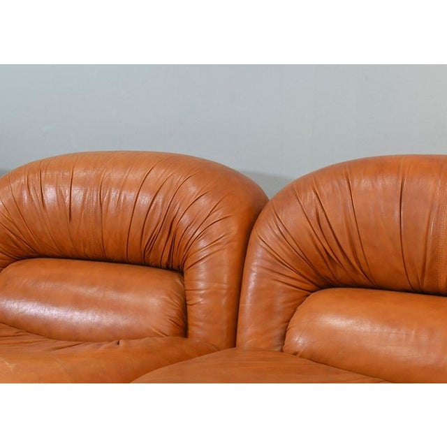 Sectional Sofa in Cognac Leather by Rossi Di Albizzate, Italy, 1970s, Set of 5 For Sale - Image 14 of 18