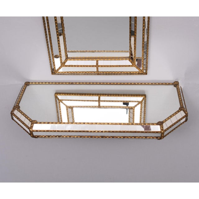 Stunning set of wall mirror and matching console .Mosaic Mirror . manufactured in Spain 1970s . Good condition . Great...