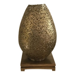 1980s Arabic Ottmani Inspired Embossed Brass Floor Lamp For Sale