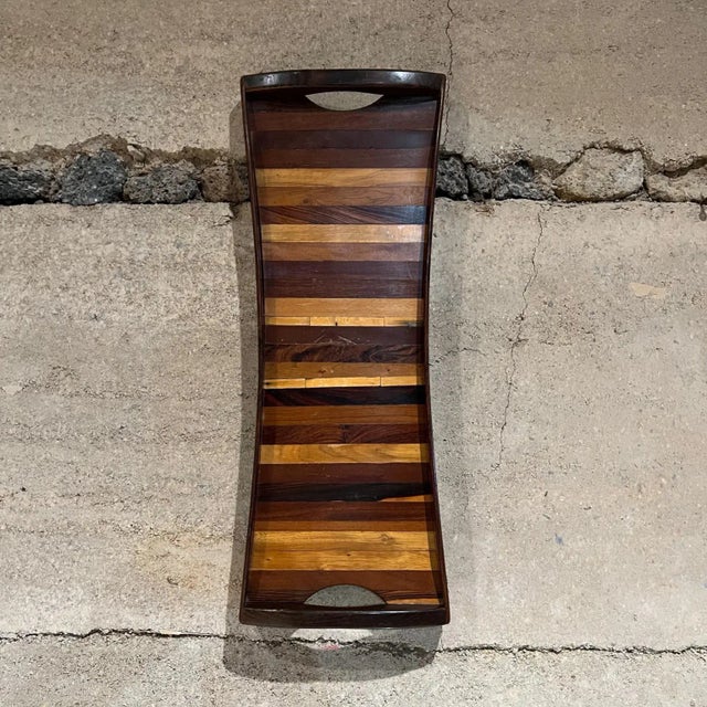 1970s Long Service Tray Layered Wood Don Shoemaker Señal Mexico For Sale - Image 13 of 13