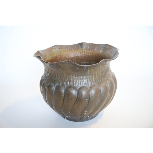 Mid 20th Century Italian Brass Hammered Planter Pot For Sale - Image 15 of 15