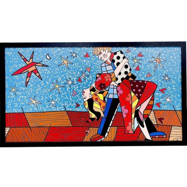 Romero Britto, Large Romero Britto Mixed Media Diamond Dust Giclee Pop Art Cubism Hollywood, 2022 For Sale In Miami - Image 6 of 14
