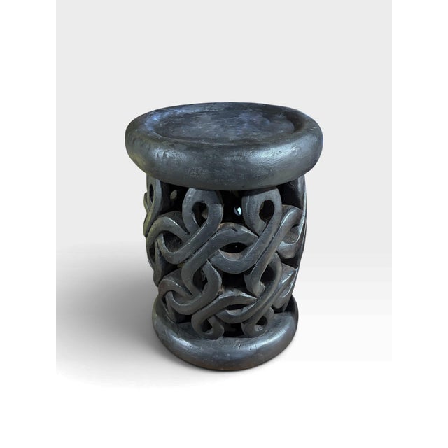 Wood Vintage Tribal Nobility Wood Bamileke Stool/Side Table Cameroon 17" H For Sale - Image 7 of 9