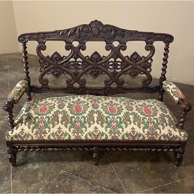 19th Century Renaissance Revival Louis XIII Style Sofa in Solid Oak For Sale - Image 12 of 18