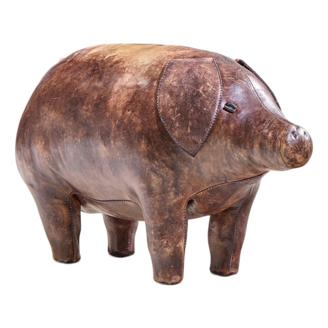 Dimitri Omersa Mid Century English Leather Pig Ottoman For Sale