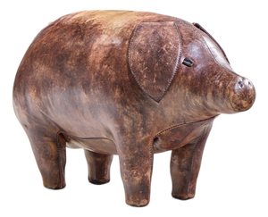 Dimitri Omersa Mid Century English Leather Pig Ottoman