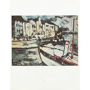 1950s After Maurice De Vlaminck "Landscape With Tugboat", Full-Color Print